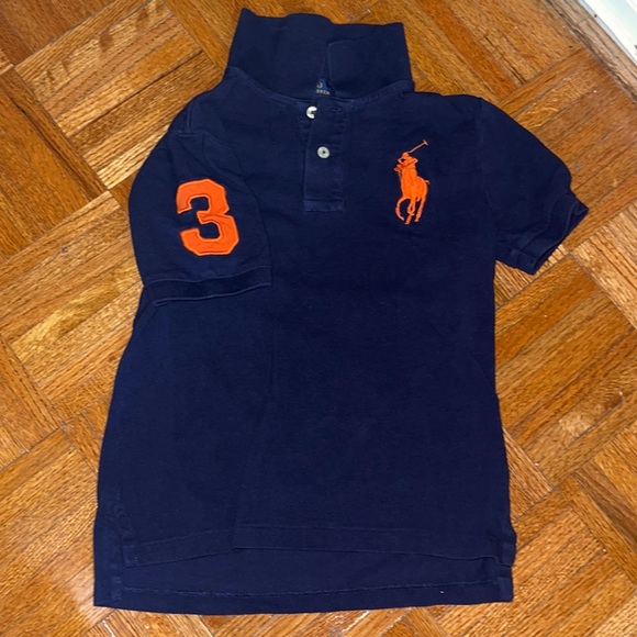 Polo Ralph Lauren large polo man 3 polo shirt Navy with orange embroidery size 7 - Picture 1 of 3